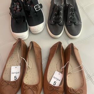 Cat & Jack tan girl shoes, also Gray sneakers 
And Mix No. 6 sneakers